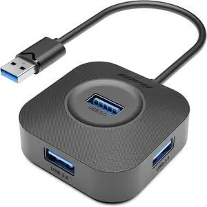 USB 3.0 Hub 4 Ports USB A Splitter Ultra Compact for Mouse Keyboard Flash Drive U Disk Printer Compatible with Laptop Desktop PC Xbox PS5 and More
