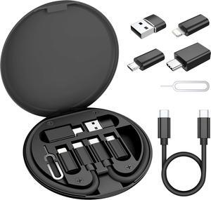 USB Charging Adapter Kit Box USB to USBC Adapter Set Type C to USB 3.0 OTG iOS Micro Multi Portable Converter Case with 1Ft 100W Charger Cable for iPhone 16 15 Max Pro  Galaxy S25 Plus
