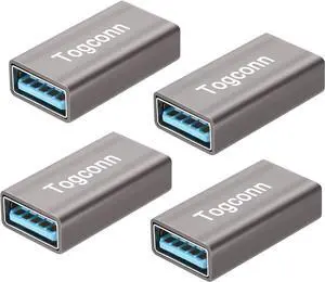 4 Pack USB 3.0 Female to Female Adapter - High Speed USB Extension Connector for Connecting Two Male Ends Cables