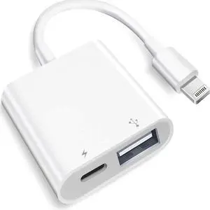 [ MFi Certified] Lightning to USB Camera Adapter with Charging Port Portable USB 3.0 Female OTG Cable Adapter for Select iPhone iPad Models Support Card Reader USB Flash Drive MIDI Keyboard