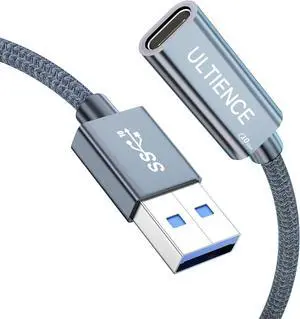 USB to USB C Cable Adapter  10Gbps High Speed USB 3.2 Converter Data Transfer 60W Fast Charging Compatible with Laptops PCs Flash Drives (1.65 ft Grey)