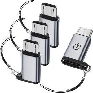 USB C to Micro USB Adapter (4 Pack) USB Type C Female to Micro USB Male Converter Compatible with  Galaxy S6/S7 Edge LG Nexus 4/5/6 and More Micro USB Devices (Grey)