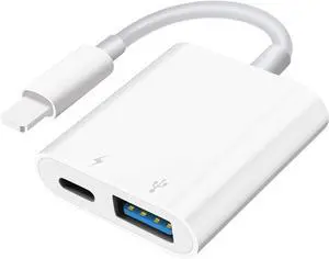 USB Camera Adapter Portable USB 3.0 Female OTG Adapter for iPhone iPad to USB Adapter with Charging Port No Application Plug and Play
