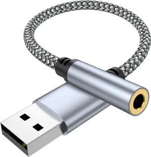 USB to 3.5mm Jack Audio Adapter USB to Audio Aux Cable External Stereo Sound Card USB to 3.5mm TRRS Female Headset for PS4/PS5/Headphone/Mac/Linux/Laptop/Desktops/Docking Station