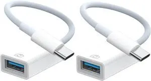 USB-C to USB Adapter 2 Pack  MFi Certified Type-C to USB 3.0 OTG Cable Compatible with iPhone 16/15 MacBook Pro Air iPad Pro/Air iMac Surface Galaxy S24 and More (2-Pack)
