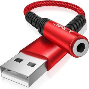USB to 3.5mm Jack Audio AdapterUSB to Audio Jack Adapter Headset TRRS 4-Pole Female External Stereo Sound Card for Headphone Mac PS4 PC Laptop Desktops and More -Grey/0.6FT
