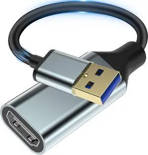 USB to HDMI Adapter [1080P Full HD] HDMI Adapter for Laptop to Monitor USB 3.0 to TV Screen Converter Connector for MacOS/Windows 11/10/8.1/8/7 Computers Desktops PC MacBook