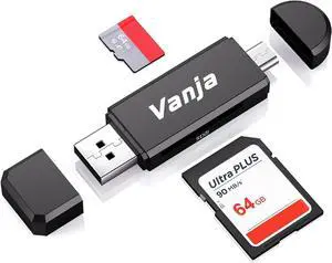 SD Card Reader Micro USB to Micro SD Card Reader Adapter Memory Card Reader for Android/PC/Laptop/Camera Support TF/SDXC/SDHC/MMC/UHS-I Cards OTG Plug & Play