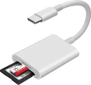 USB C SD Card Reader SD Card Adapter with Dual Slots for iPhone 15 16 Pro iPad Mac MacBook Laptop Android USB-C/TypeC High-Speed Trail Camera Memory Card Reader Plug & Play - 2 Slots