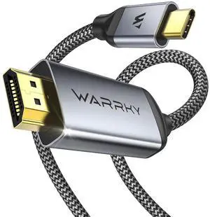 WARRKY USB C to HDMI Cable 4K 60Hz[Anti-Interference Gold-Plated Plugs] Aluminum HDR Type-C to HDMI 2.0 Cord Thunderbolt 3/4/5 Compatible for iPhone 15/16 Series MacBook iMac iPad Pro Galaxy-6ft
