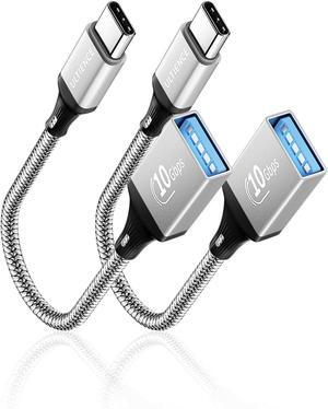 USB C to USB 3.0 Adapter 2 Pack 10Gbps SuperSpeed - Thunderbolt3 OTG Cable Compatible with MacBook Pro/Air iPhone 16 15 Pro Max  S24/S23/S22 (0.59ft Silver)