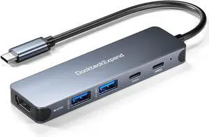 USB-C HUB USB C to USB Adapter (5 in 1) with 4K HDMI 100W Power Delivery 5Gbps USB-C Data Port & 2 5Gbps USB-A Data Ports for MacBook Pro/Air iPad Pro/Air  XPS and More