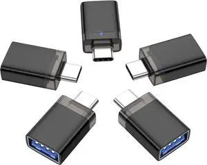 (5Pack) USB to USB C Adapter USBA Female to USBC Male 3.0 Adapter with Light USB C to USB Adapter for MacBook Pro Mac Book iPad  Galaxy S20-S23 and More Type C Devices