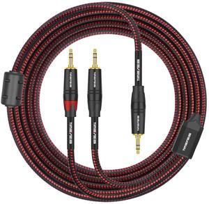 6FT 3.5 mm Aux Cable - 3.5 mm Male to Dual 3.5 mm Male Plugs Stereo Y-Splitter Cable - Gold Plated 2 x 3.5 mm to 3.5 mm Auxiliary Adapter Cord - TRS 1/8 Inch to 1/8 Inch Speaker Cable - 2M