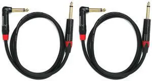 2 Pack 1/4 Inch TS Right Angle to 1/4 Inch TS 3 Feet Cable (3 Ft 2 Pack)