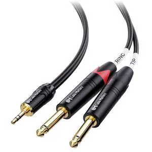 3.5mm TRS to Dual 6.35mm TS Breakout Cable - 6ft 1/8 to 1/4 Stereo Cable 3.5mm to 1/4 Y Splitter Cord