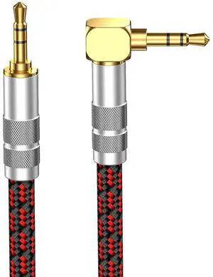 3.5mm Aux Cord 3.2ft/1m Audiophile Stereo Audio Cable Braided Gold-Plated Unbreakable for Laptop Tablets Headphones Smartphones Cars MP3 Players