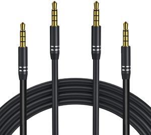 2 Pack 3.5mm Audio Cable Male to Male (4Ft/1.2M) 4 Pole Hi-Fi Stereo AUX Cord Audio Jack Auxiliary Cord Extension Adapter for Headphones Car and All 3.5 mm Enabled Devices - Black