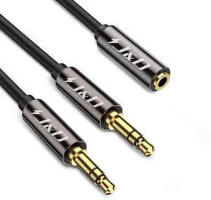 1/8 Inch TRS Stereo Y Splitter Cable Gold Plated Copper Shell 3.5mm Female to Dual Male Adapter Only Suitable for Switching 2 Feet