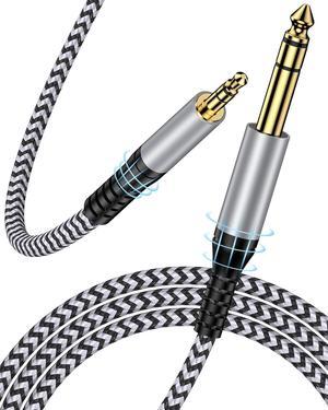 6.35mm to 3.5mm Audio Cable Braided 1/4 TRS Male to 1/8 Male Adapter Cord 6.6FT Bidirectional Stereo Aux for iPhone Electric Guitar Headphone Speaker Piano Amplifier Home Theater Mixing Console
