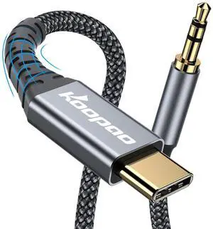 USB Type C to 3.5mm Audio Jack Aux Cord 4ft Anti Interference Headphone Friendly Slim Plug HiFi Low Noisy Braided Compatible with iPhone 15 16 Pro Max  Galaxy S25 S24 Car Stereo Grey