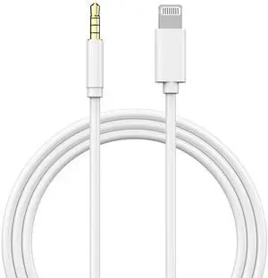 AUX Cord for iPhone Audio Cable 3.3ft Headphone Jack Adapter Male Aux Stereo Audio Cable Compatible for iPhone 14/13/12/11/XR/X/8/7/6/5 (White)