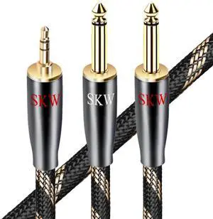 3.5mm Jack 1/8 to Dual 6.35mm 1/4 Mono Y Splitter Ultra-high Purity Copper Instrument Cable Supports for Phone Computer Mixer Amplifier 5ft/1.5M