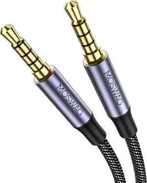 3.5mm Audio Cable 3.5mm Male to Male Audio Cable 4-Pole Hi-Fi Stereo TRRS Jack Aux Cable Nylon Braided Aux Cord for Headphones PS4 Smartphone Tablets Headset PC Laptop and More