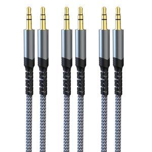 Aux Cable 3 Pack (4ft Hi-Fi Sound) Aux Cord 3.5mm Audio Cable Nylon Braided Male to Male for Car Truck Headphones External Speaker Soundbar