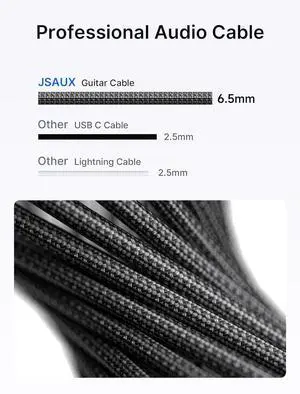 Guitar Cable 10 ft, Amp Cord for Electric Guitar/Mandolin/Bass, Pro Audio Instrument Cable with 1/4" Tips(TS Port) Right Angle to Straight-Gray (Pack of 2) Guitar Cable 10 ft, Amp Cord for Electric Guitar/Mandolin/Bass, Pro Audio Instrument Cable with 1/4" Tips(TS Port) Right Angle to Straight-Gray (Pack of 2)