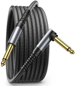Audio Instrument Cable 10ft Amp Cable Compatible with Electric Guitar Bass Drums Pedals Amplifiers Preamps Mixers Tuners Speakers Acoustic Straight to Right Angle 1/4 inch Cable