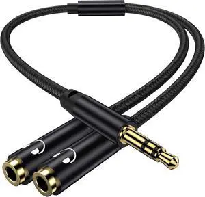Headphone Splitter 3.5mm Male to Female Hi-Fi Sounds Extension Cable Audio Stereo Cable Dual Headphone Adapter Compatible with for PS4 PS5 Xbox Switch PC Gaming Headsets iPhone  Tablet