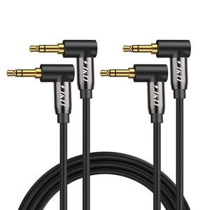 (2 Pack Gold Plated 3.5mm Stereo Audio Aux Cable 90 Degree Right Angle Compatible for iPhone Galaxy Speakers and All Other Devices 3 Feet