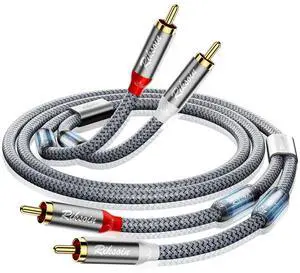 RCA Cable-2 Pack 2RCA Male to 2RCA Male Stereo Audio Cable with Magnetic Ring Supports[Hi-Fi Shielded]Braided Auxiliary Audio Cord for Home Theater HDTV Amplifiers Hi-Fi Systems Speakers -4 Feet