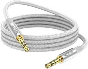 3.28FT/1Meter 3.5mm Audio Aux Jack Cable - Male to Male Nylon Braided Stereo Jack Cord for Phones Headphones Speakers Tablets PCs Music Players and More