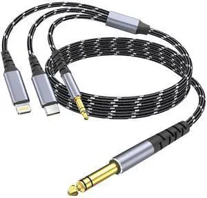 Lightning to 1/4 TRS Audio Stereo Cable 3 in 1 to 1/4 Male Aux Audio Cord Compatible with iPad iPhone 13 Pro for Amplifier Mixer Home Theater Speaker ect