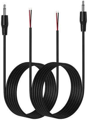 2-Pack 6FT Replacement 3.5mm Male Jack to Bare Wire Open End TS 2 Pole Mono 1/8 3.5mm Jack Plug Connector AUX Audio Cable for Scanner Speaker PA horns morse key cooling fans power amp Repair