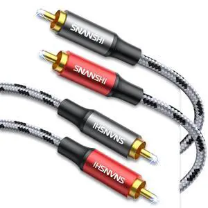 RCA Cables 5ft  RCA to RCA Audio Cable with Gold-Plated Connectors Dual Shielded Against Noise (Hum) and Nylon Braided Jacket for Home Theater Stereo Systems TVs Musical Instruments