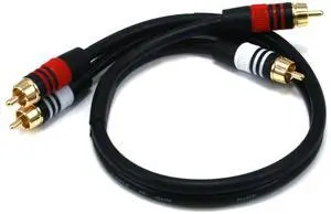 1.5ft Premium 2 RCA Plug/2 RCA Plug M/M 22AWG Cable - Black