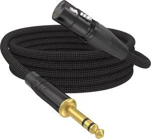 XLR Female to 1/4 TRS Male Balanced Cable 6.35mm Balanced Stereo Jack Cable with 3-Pin Connector Nylon Braided for Live Sound Electronic Organ Mixers Studio Gear 6 Feet