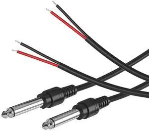 2-Pack 6FT Replacement 6.35mm Male Plug to Bare Wire Open End TS 2 Pole Mono 1/4 HiFi Speaker Plug Jack Amplifier Patch Audio Cable Microphone Cord for DJ Application DIY Connector Repair