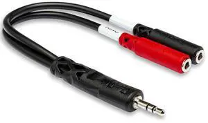 Hosa YMM-261 3.5 mm TRS to Dual 3.5 mm TSF Stereo Breakout Cable Black