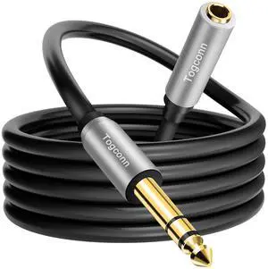 1/4 inch Extension Cable 6 Feet 6.35mm 1/4 TRS Male to Female Stereo Adapter JackQuarter inch Headphone Guitar Extension Cable Hi-Fi Sound Gold Plated Connectors Oxygen-Free Copper OFC