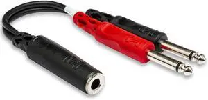 Hosa YPP-136 1/4 TRSF to Dual 1/4 TS Stereo Breakout Cable