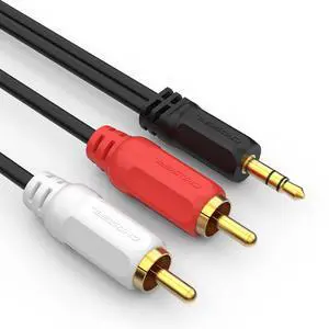 2RCA to 3.5mm Cable 3.3FT RCA Audio Jack Adapter Cord RCA Y Splitter Connector for Phone Speaker MP3 Tablet