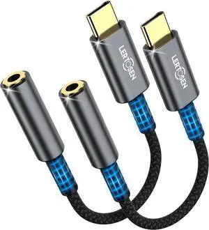 2 Pack USB C to 3.5mm Headphone Jack Adapter  HiFi Audio Dongle Type C to Aux Female Cable Cord Compatible with iPhone 16/15 Pro Max  S25/S24/S23 iPad Pro Pixel MacBook