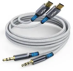2 Pack USB C to 3.5mm Audio Cable [4ft] Type C to Aux Headphone Jack Adapter Hi-Fi DAC Dongle Cord Compatible with iPhone 16/15 Pro Max  S25/S24/S23 iPad Pro Pixel Car Stereo