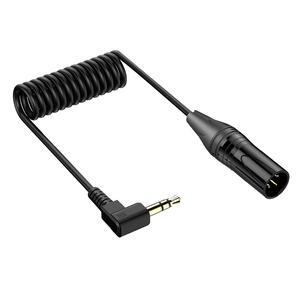 Right Angle 3.5mm to XLR Aux Cable Coiled - 1/8 Inch Jack Stereo to XLR Male Cord Adapter - 90 Degree Angle Microphone Cable for Laptop Microphone Amplifier (30Cm/0.98Ft)
