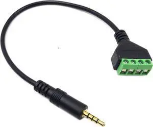 3.5mm Speaker Wire Adapter 3.5mm (1/8) 4 Pole Stereo TRRS Male Jack to AV 4 Screw Terminal Block Balun Connectors Cable 30cm (1/8inch/ 4pin)