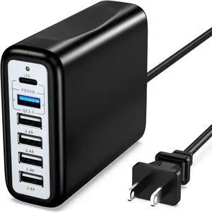 USB C Charging Station Fast Wall Charger USBC Charging Power Hub for Multiple Device Desktop Charge Block 6 Ports Pd3.0 Rapid Strip Adapter Compatible with iPhone15 iPad Galaxy Smart Cell Phone 100W